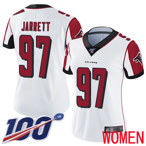 Atlanta Falcons Limited White Women Grady Jarrett Road Jersey NFL Football #97 100th Season Vapor Untouchable